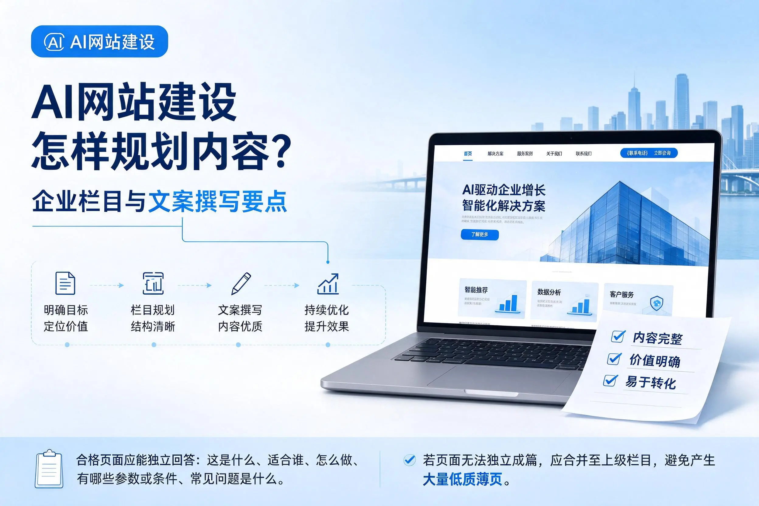 AI网站建设怎样规划内容？郴州企业栏目与文案撰写要点
